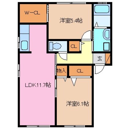 伊勢中川駅 徒歩9分 1階の物件間取画像